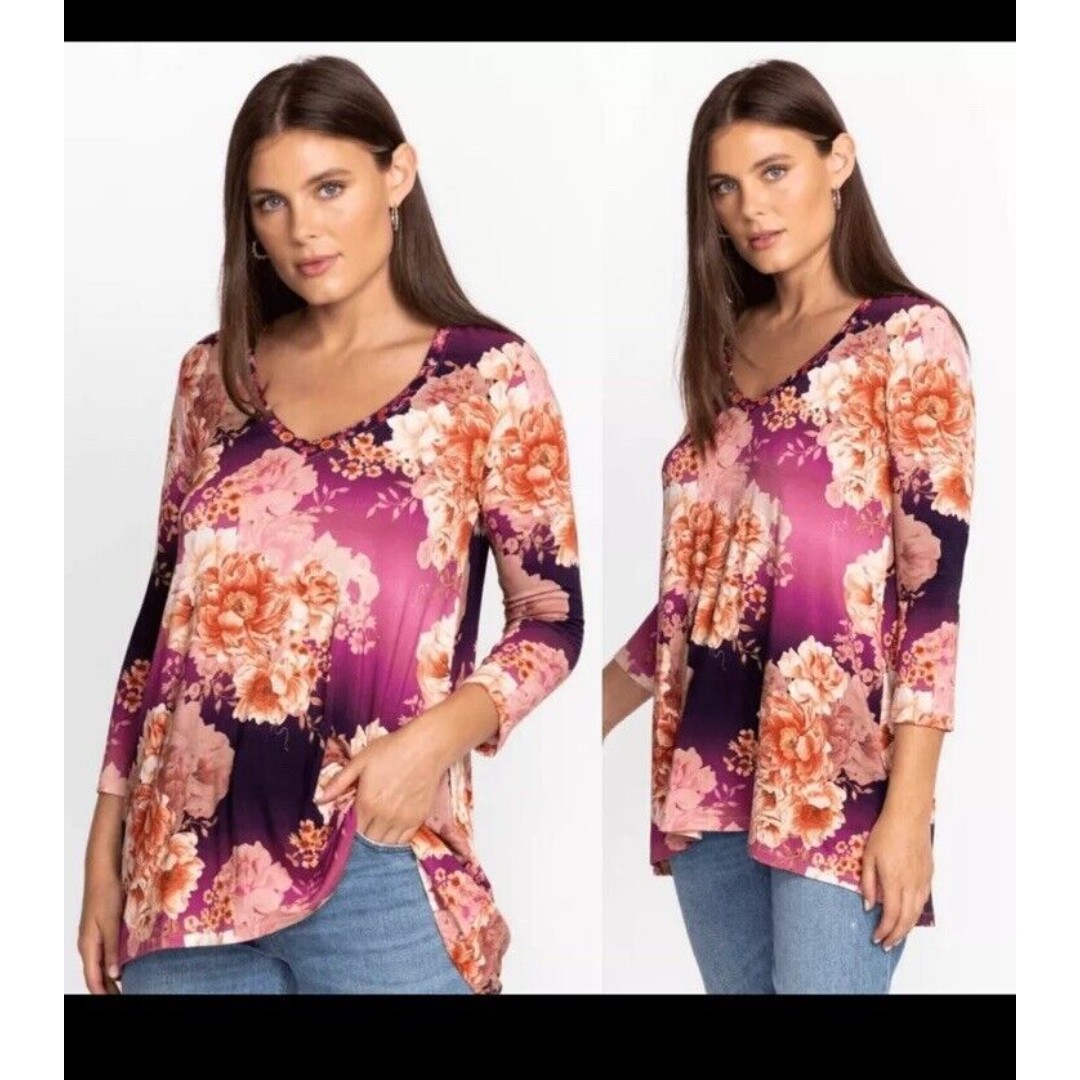 Johnny Was Carina VNeck Swing Long Sleeve Tunic Size XS 160