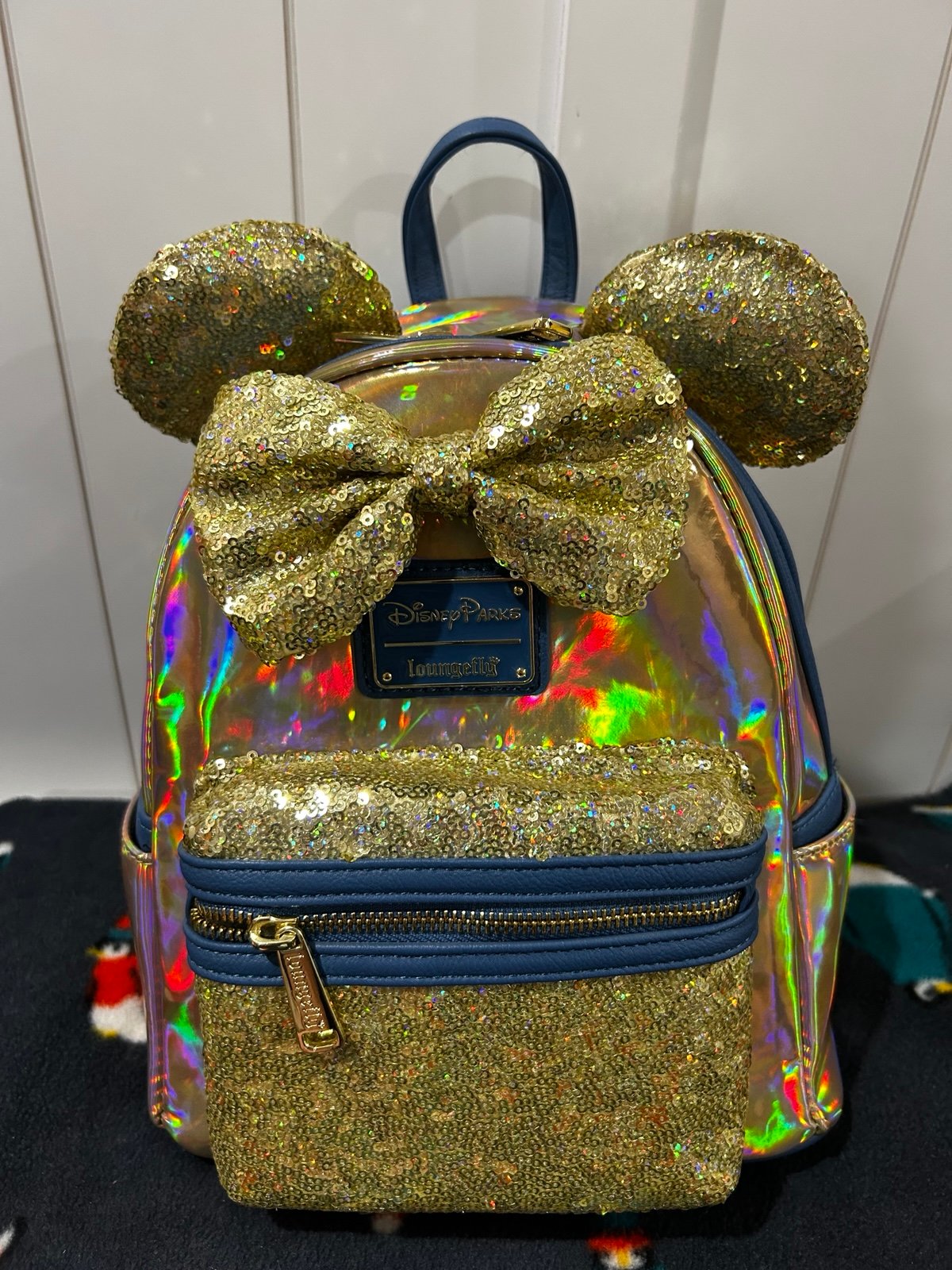 Loungefly disney world 50th gold sequin backpack