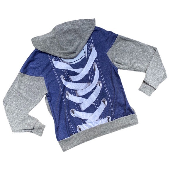 TEREZ Grey & Blue Zip & Lace Up Drawstri