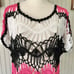 Crochet Open Knit Fringe Festival Top Tri Color