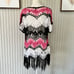 Crochet Open Knit Fringe Festival Top Tri Color