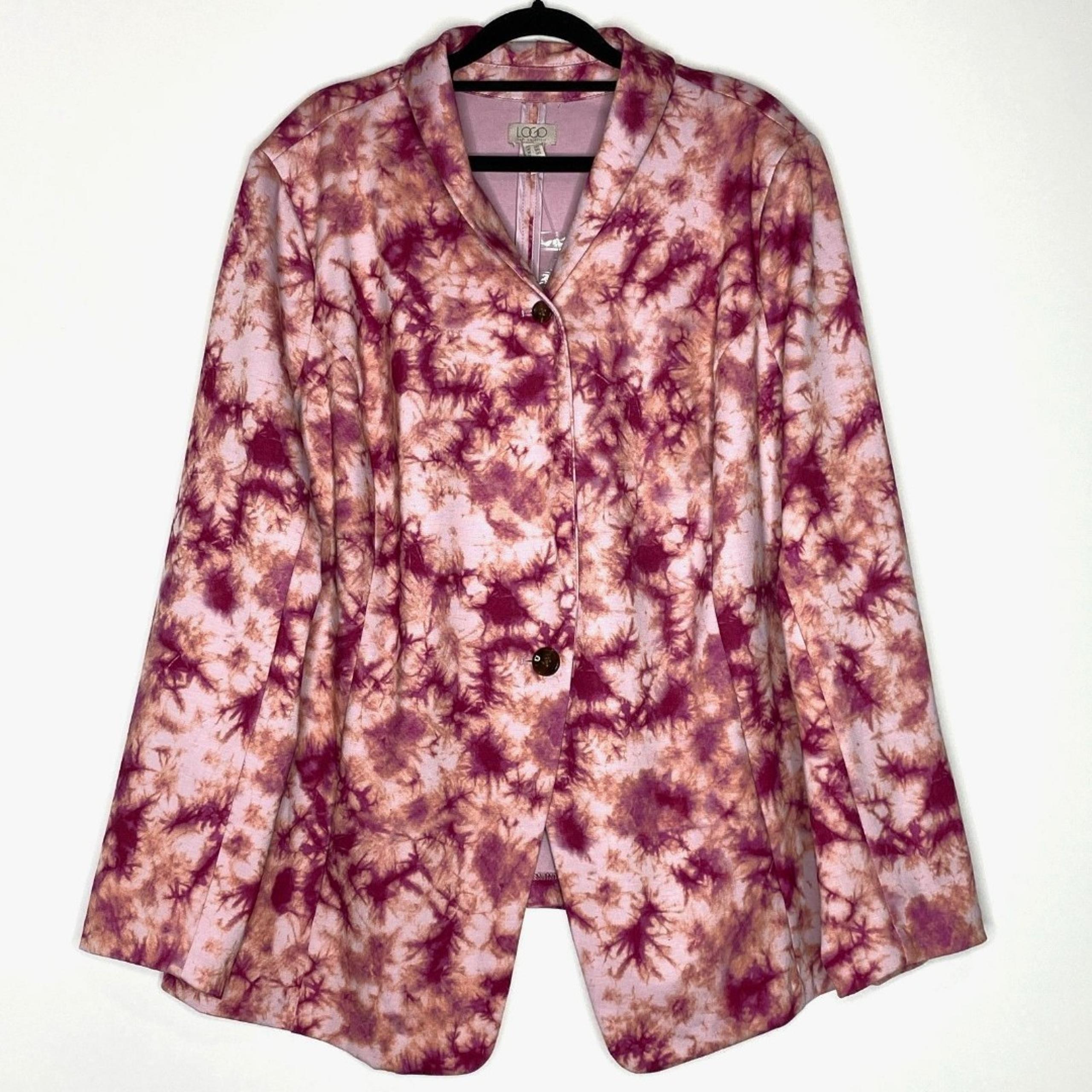 LOGO Lori Goldstein Julia Tie Dye Ponte Knit Blazer Women's Plus Size 2X - LOGO by Lori Goldstein