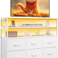 Led Dresser TV Stand for Bedroom, Entertainment Center with LED Lights