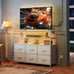 Led Dresser TV Stand for Bedroom, Entertainment Center with LED Lights