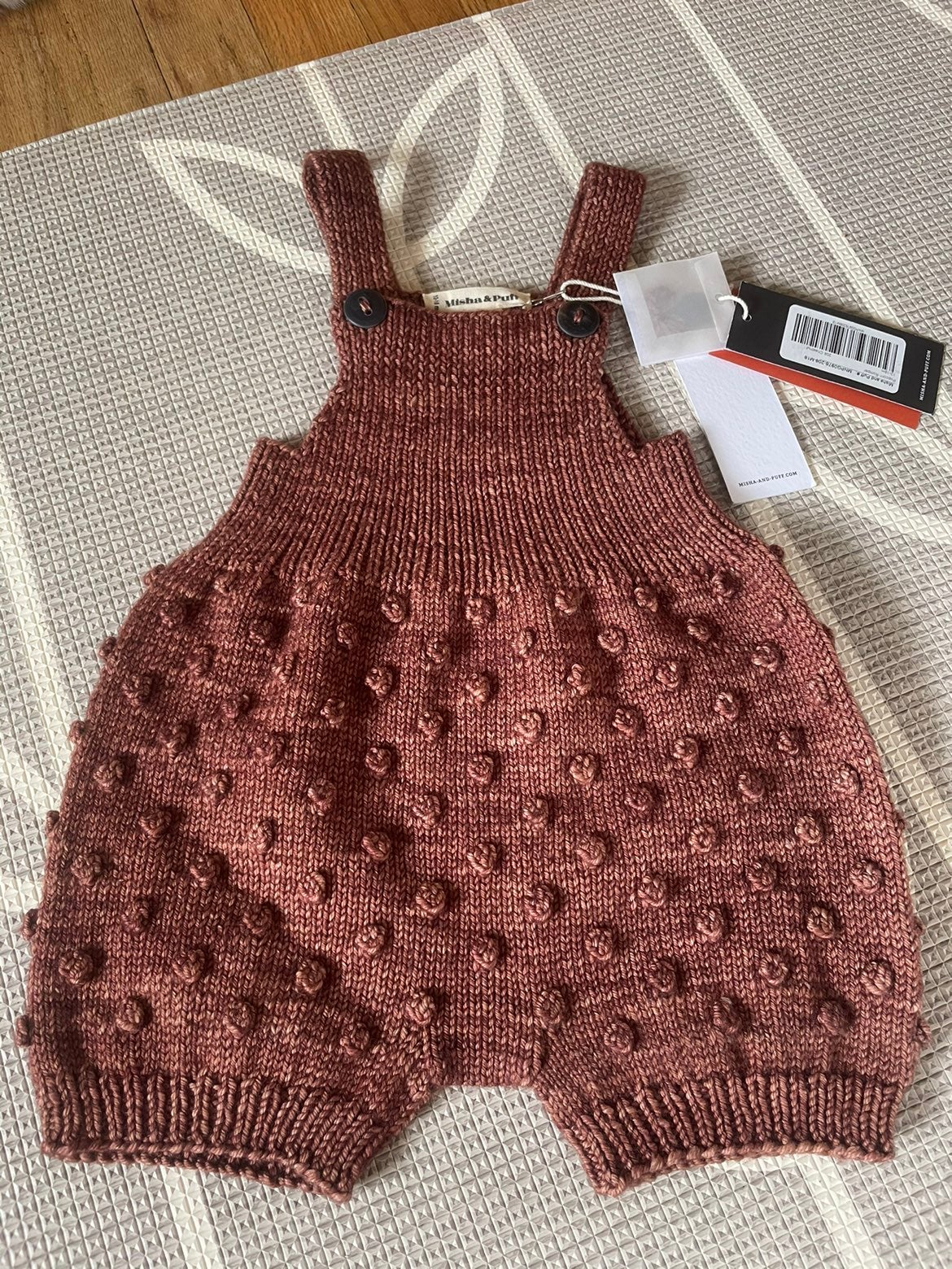 Misha and Puff Popcorn Romper in Chestnut 12-18M