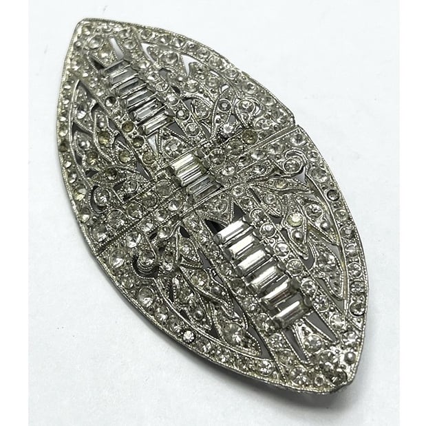 Antique Estate Glass Rhinestone Sash Pin Brooch