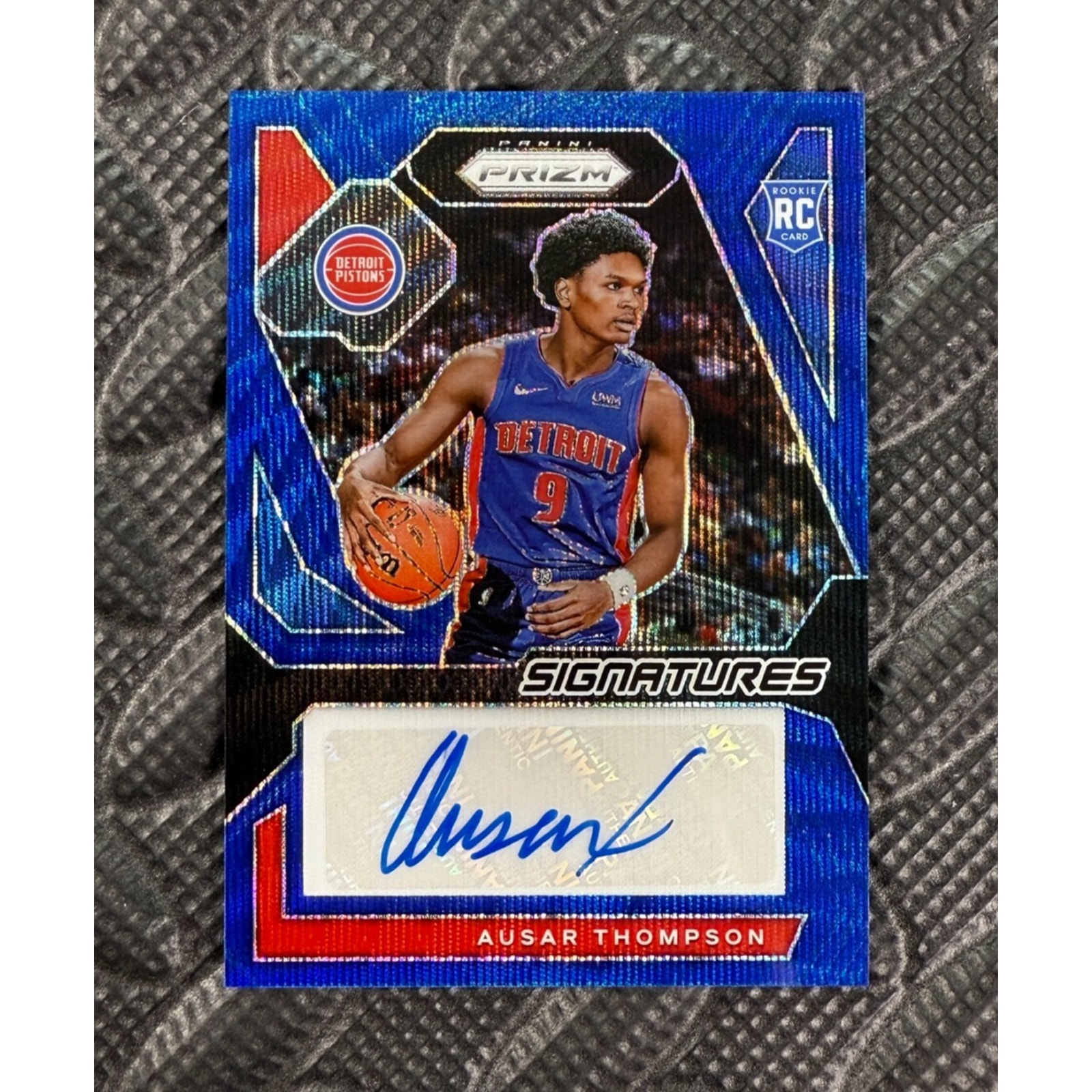 Ausar Thompson Blue Wave Signatures Prizm RC #RSI-ASR ColorMatch Detroit Pistons