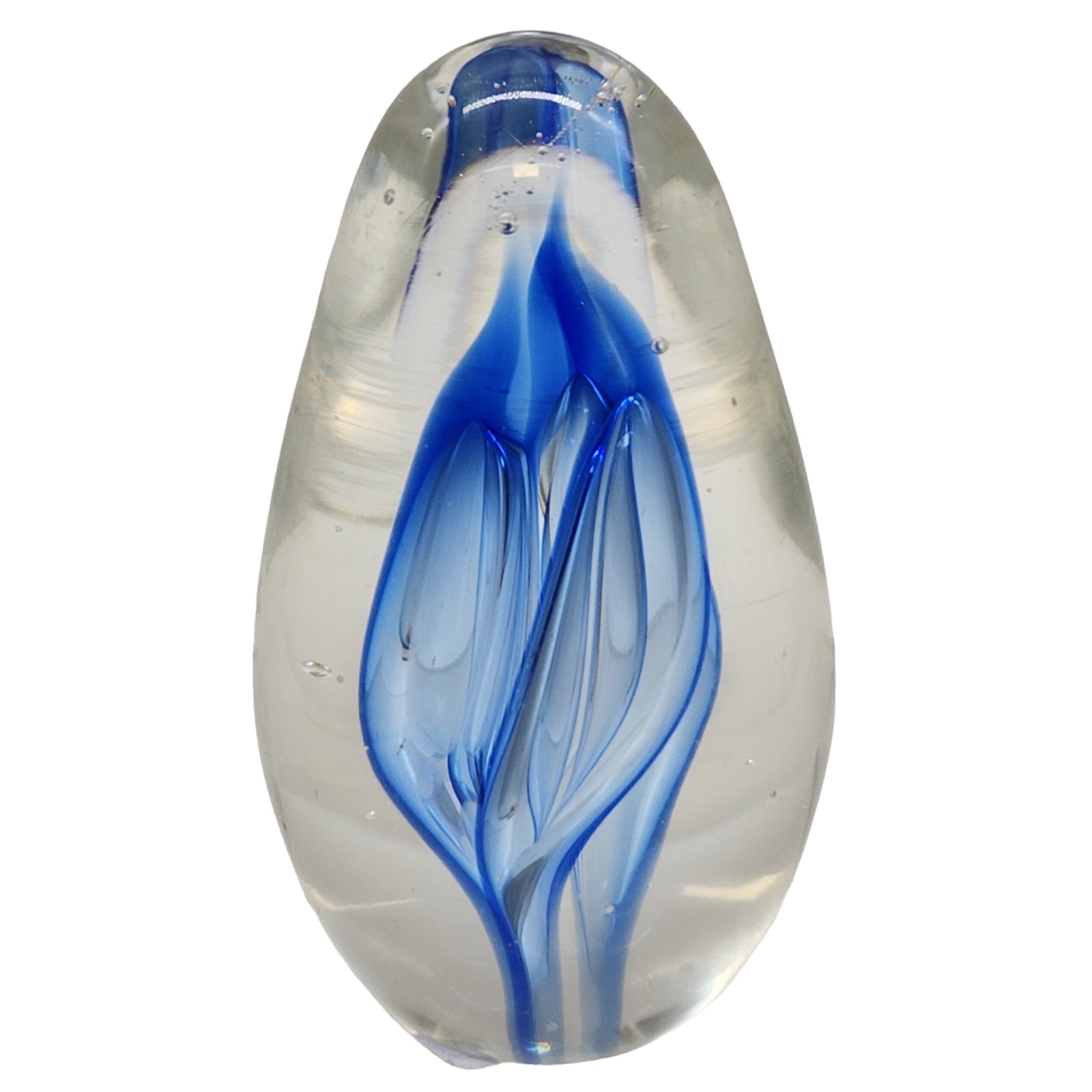 SDS Seapoot Group Blue Clear Art Glass Paperweight