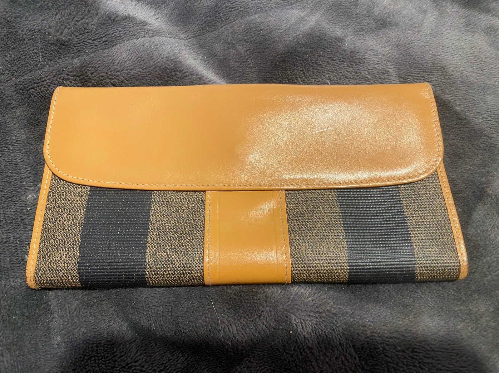 Vintage Fendi Pequin stripe fold open long wallet