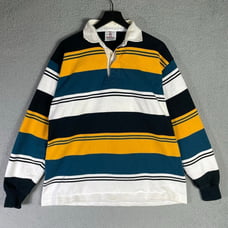 Barbarian 2XLT Rugby Shirt Bold Striped Colorblock Made in Canada 100% Cotton