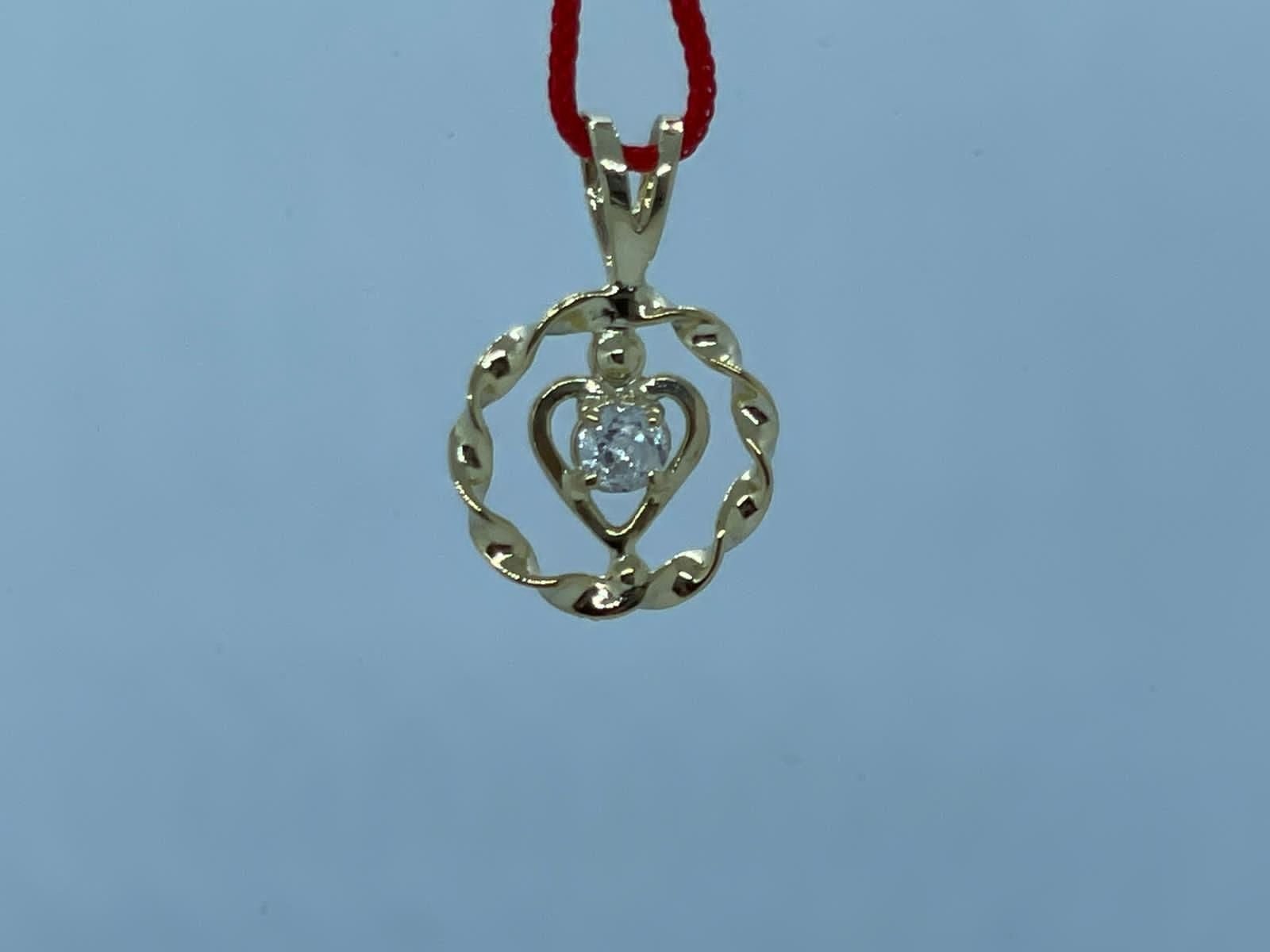 14K YELLOW GOLD PENDANT, 12CT DIAMOND, ROPE EDGE STYLE, HEART SHAPED