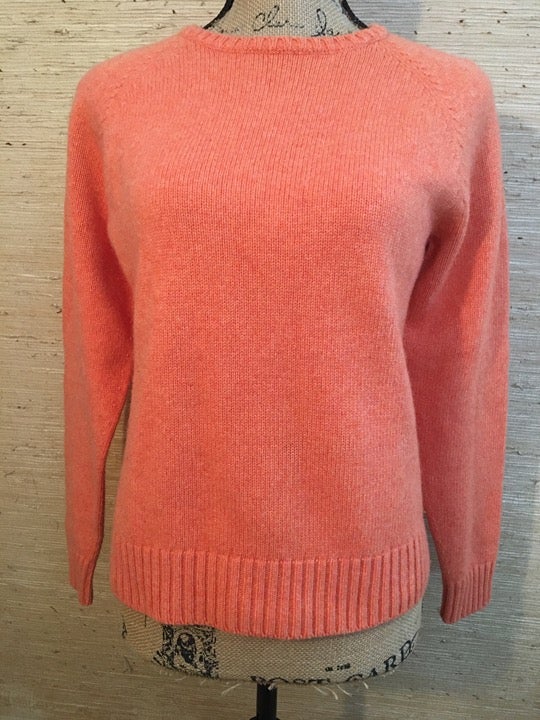 Lands End Orange Blended Fabric Crewneck Pullover Sweater Size M (10-12)