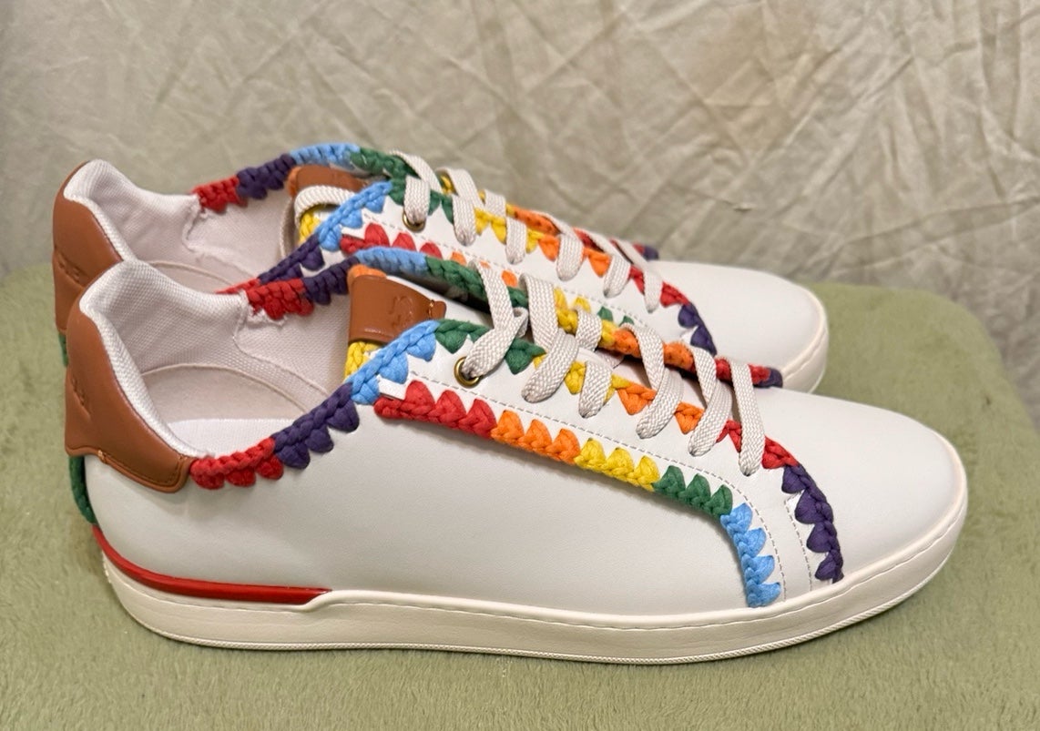 Coach Men’s Lowline Low Top Sneaker With Rainbow Crochet Size 11.5D NWOB