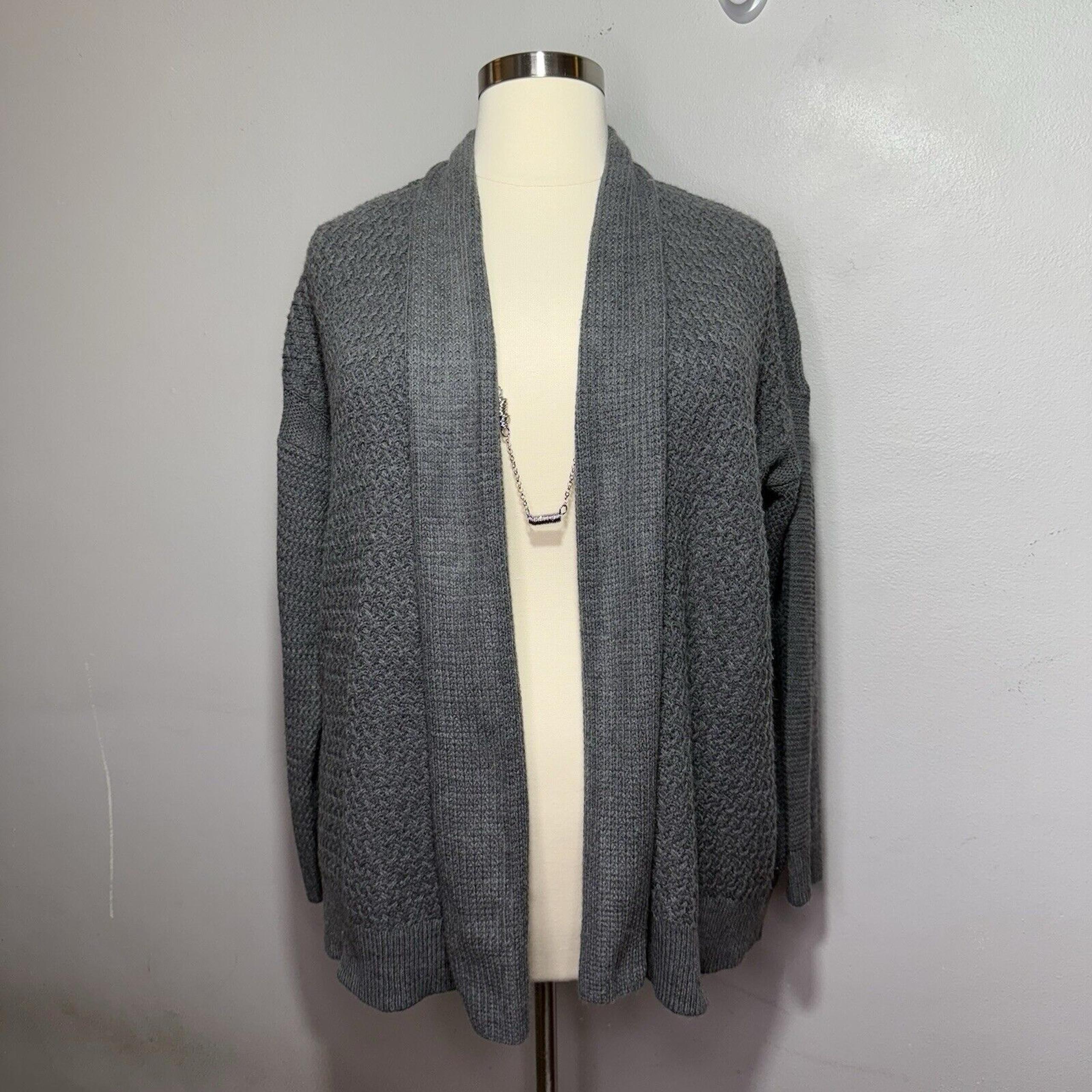 Verve ami Sweater Women’s Size 2X Gray Open-Front Knit Cardigan Cozy