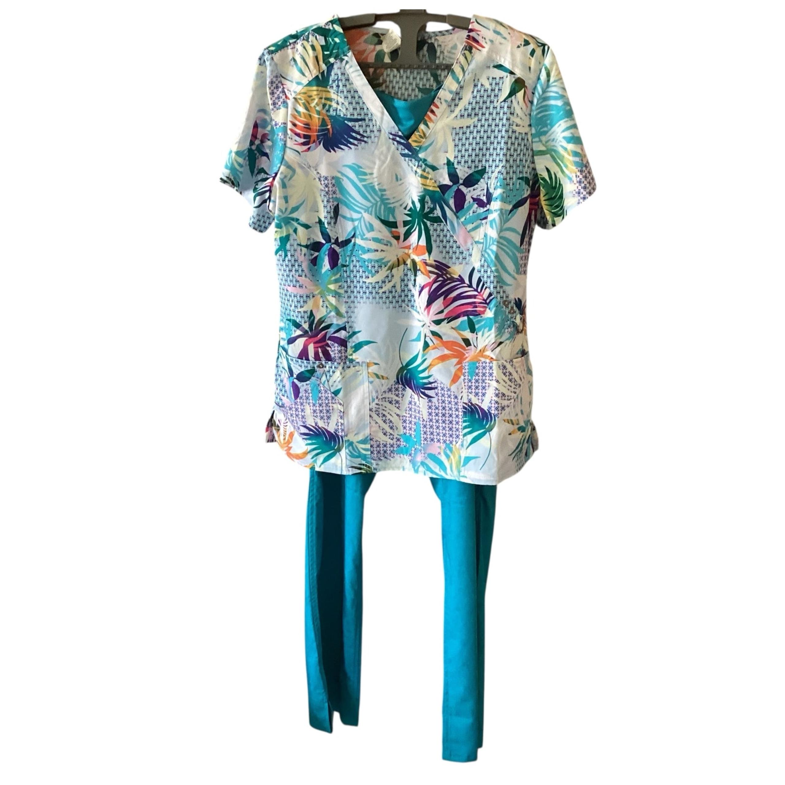 Dickies/Purple Label Yoga Scrub Set Colorful Teal Size LT See Description