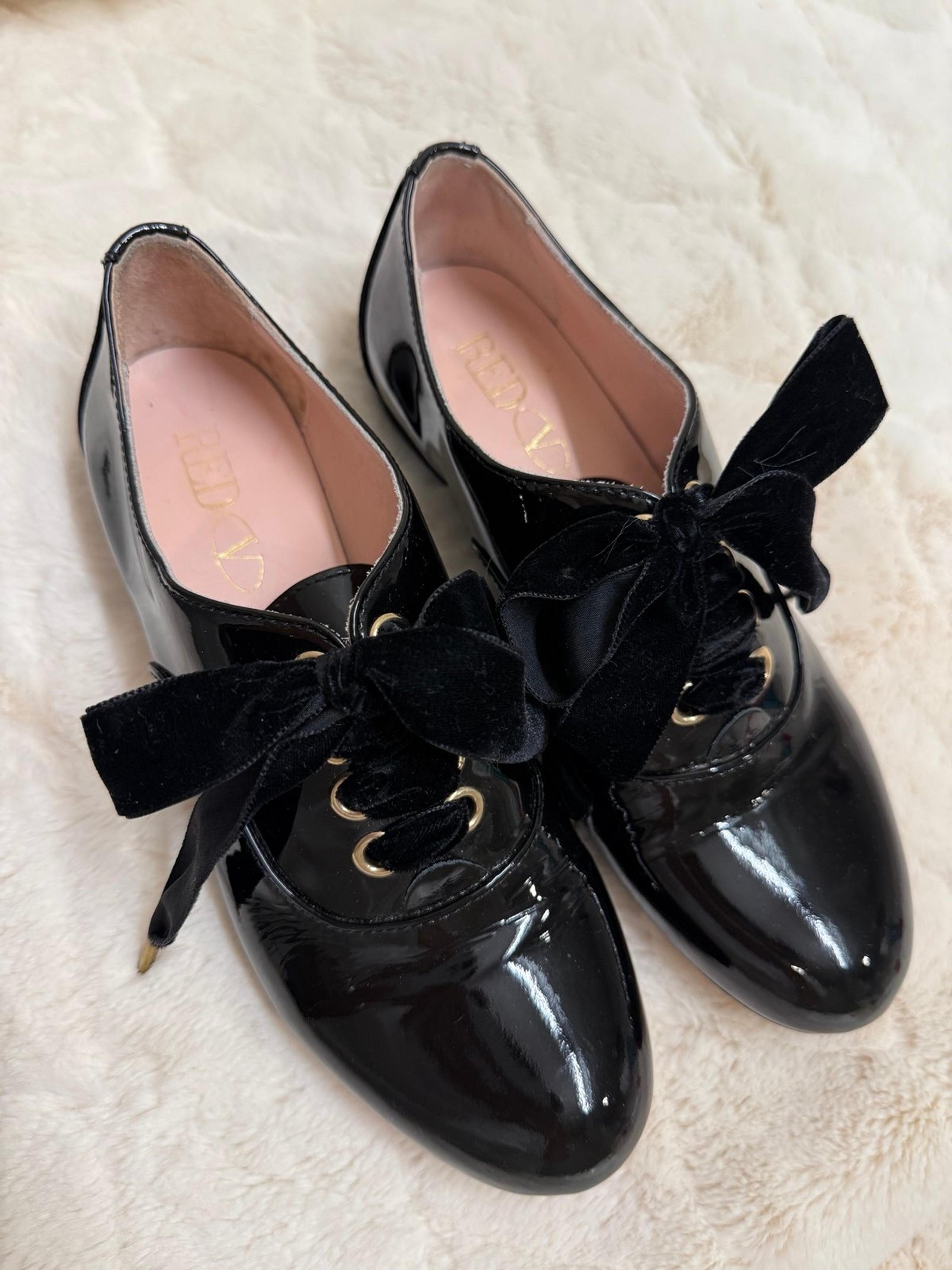 RED Valentino Women's Patent Leather Velvet Lace  Loafers, Made in Italy, 36.5