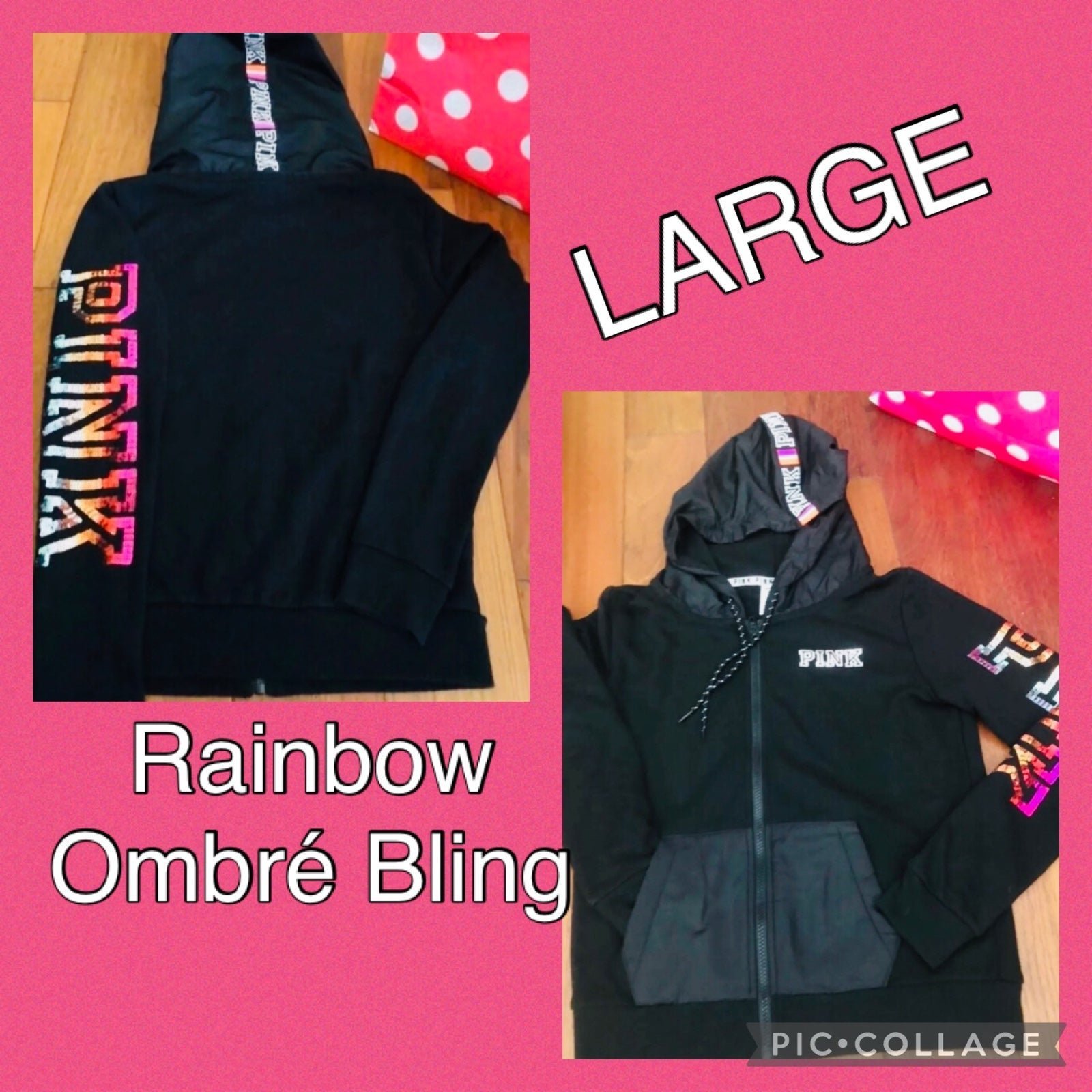 VS PINK Ombre BLING Anorak Hoodie - LARGE