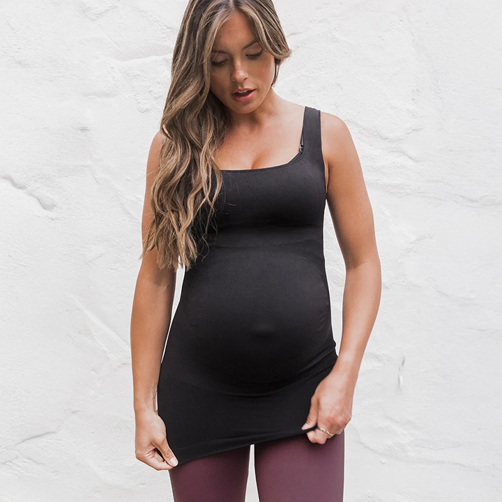 Blanqi Black Everyday Maternity Belly Support Tank Top size XXL