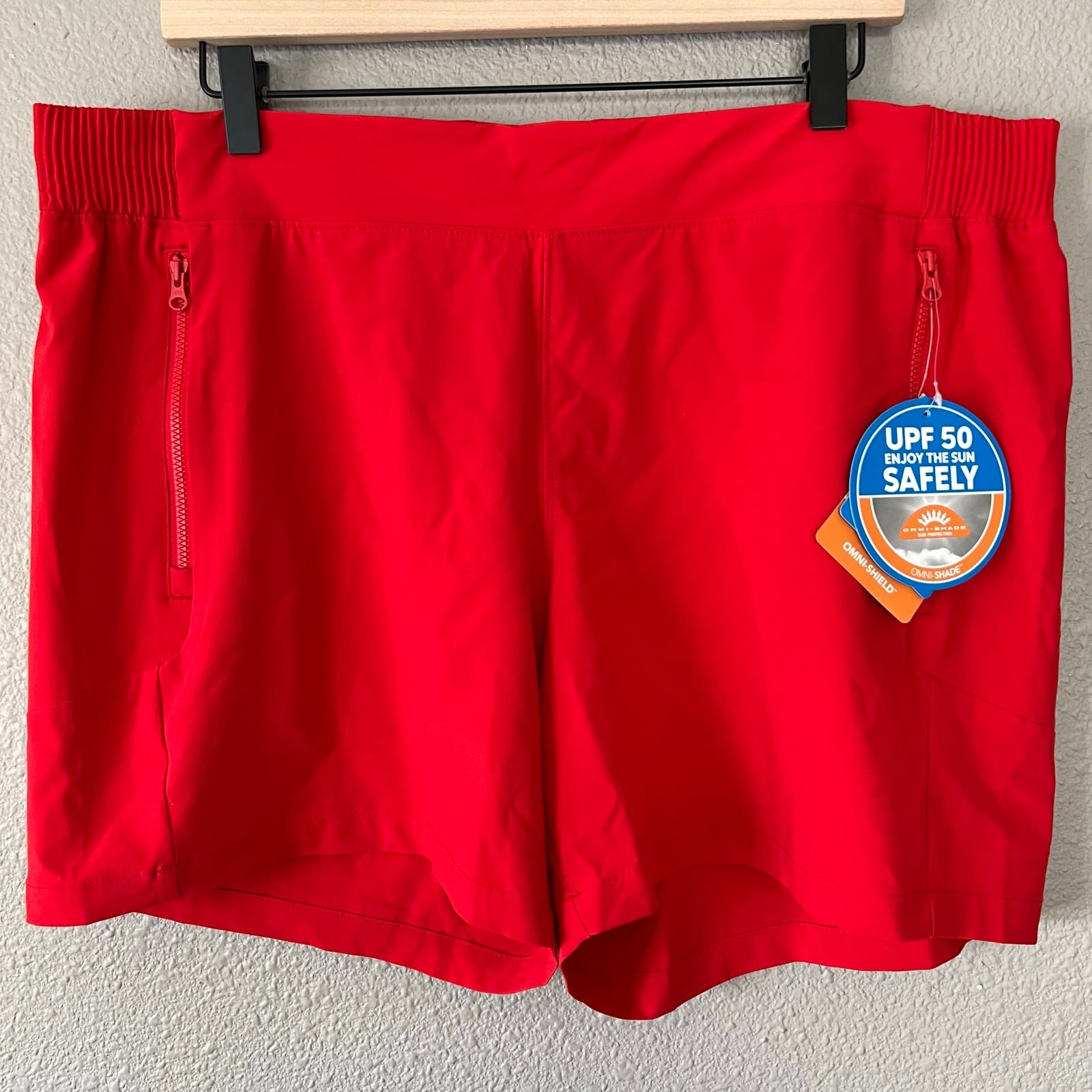 Columbia PFG Tidal II Fishing Omni Shade UPF 50 Plus Size Red Pocket Shorts 1X
