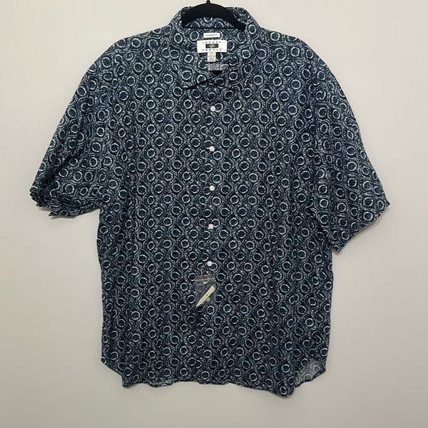 NWT Joseph Abboud Mens Blue Modern Fit Linen Cotton Button Up Shirt Size XXL