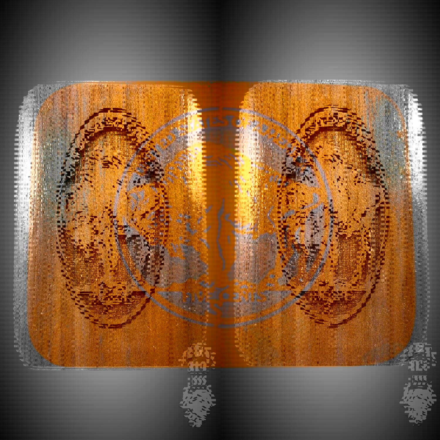Belt Buckle United States Of America Five Cents Buffalo Made Out Of Wood