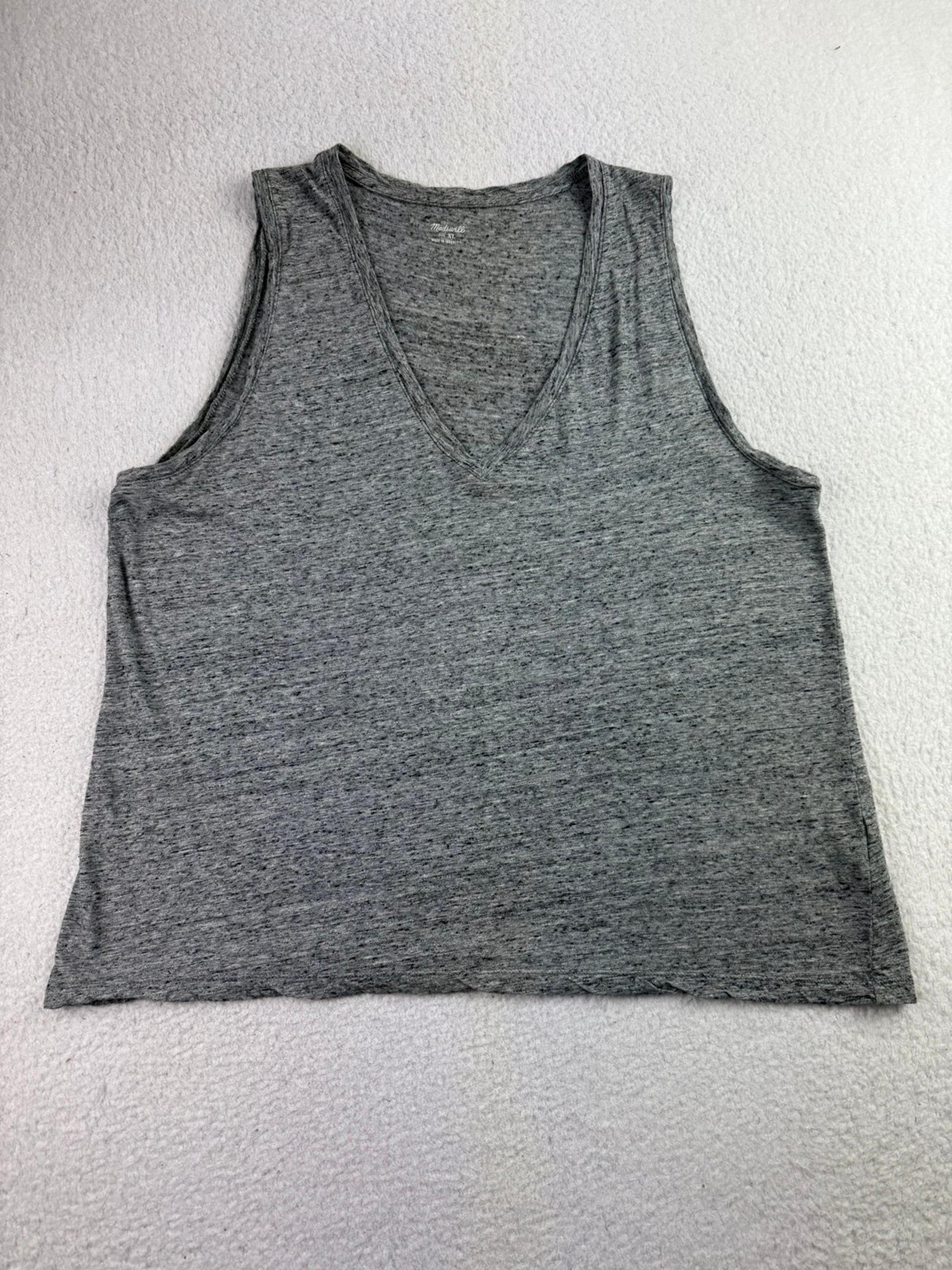 Madewell Women’s Gray V-Neck Sleeveless Tank Top Size XL, Lightweight