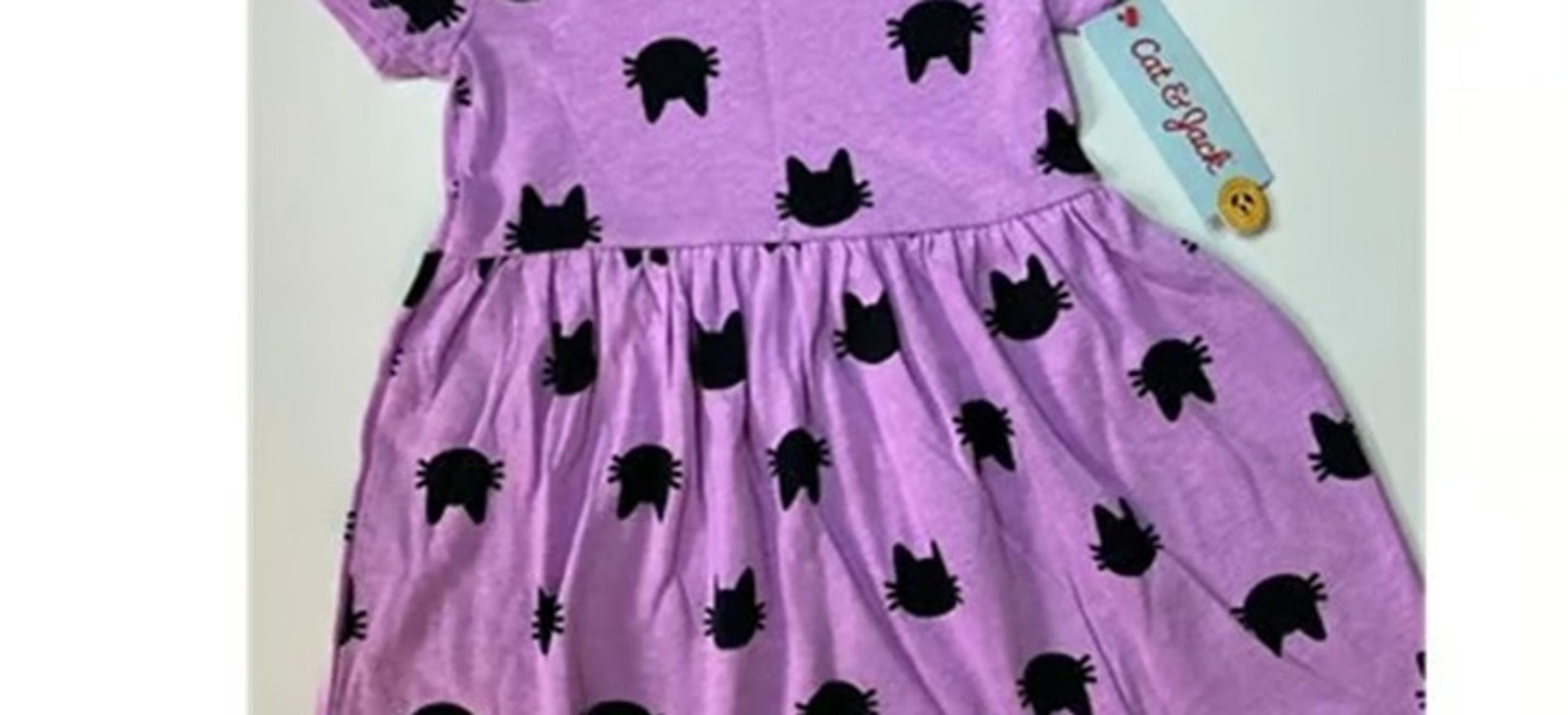 Cat And Jack Purple Dress w/ Black Cats Size 2T NWT