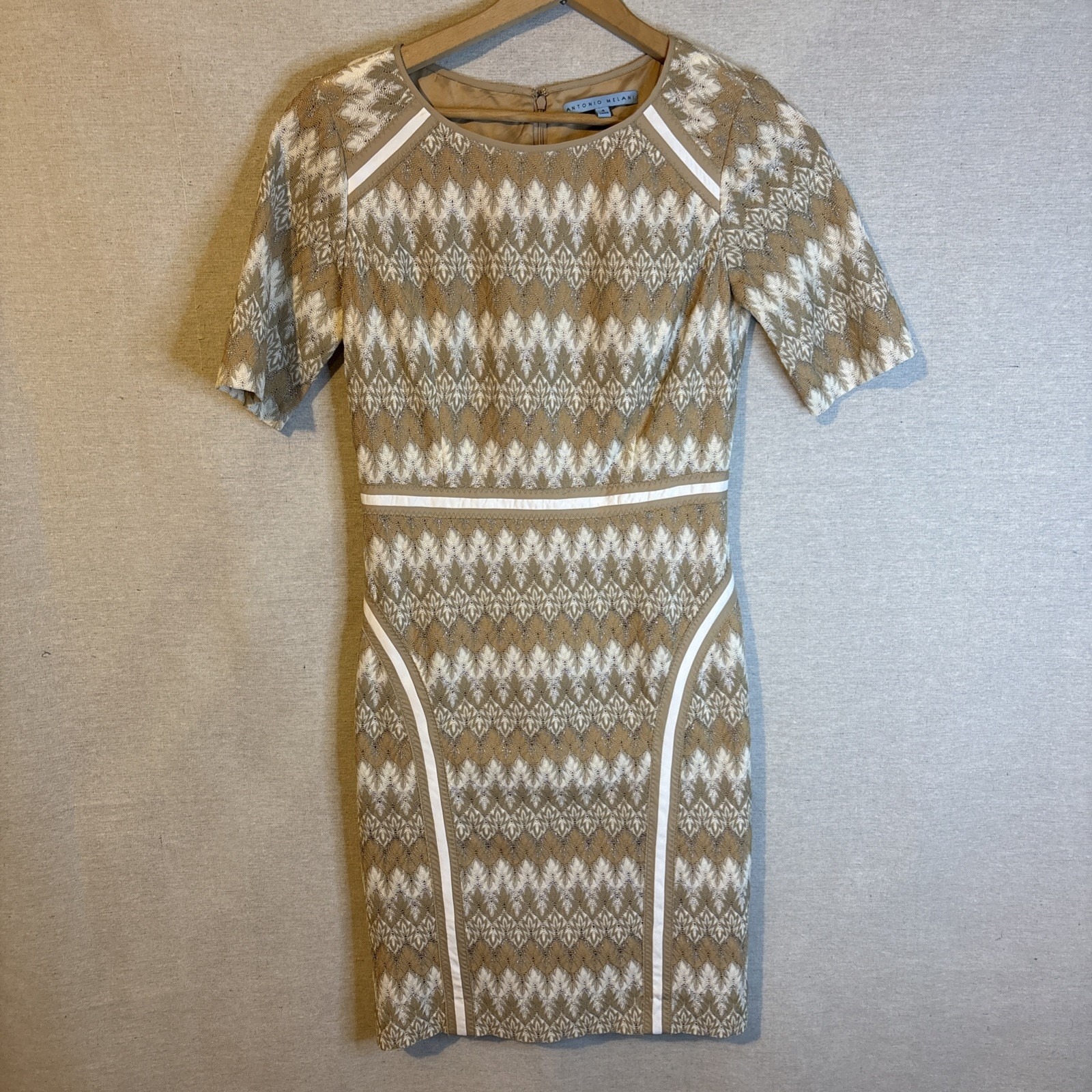 Antonio Melani Womens Half Sleeve Sheath Lined Midi Dress Size 4 Formal Lace