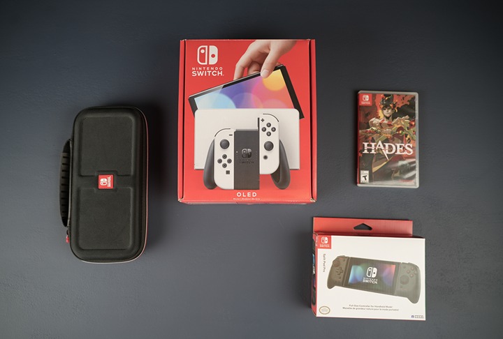 Nintendo Switch OLED Model 64GB White - w/Game and Extra Storage