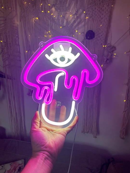 Mushroom Neon Sign, Dimmable LED Pink Neon Light, Neon Mushroom Sign