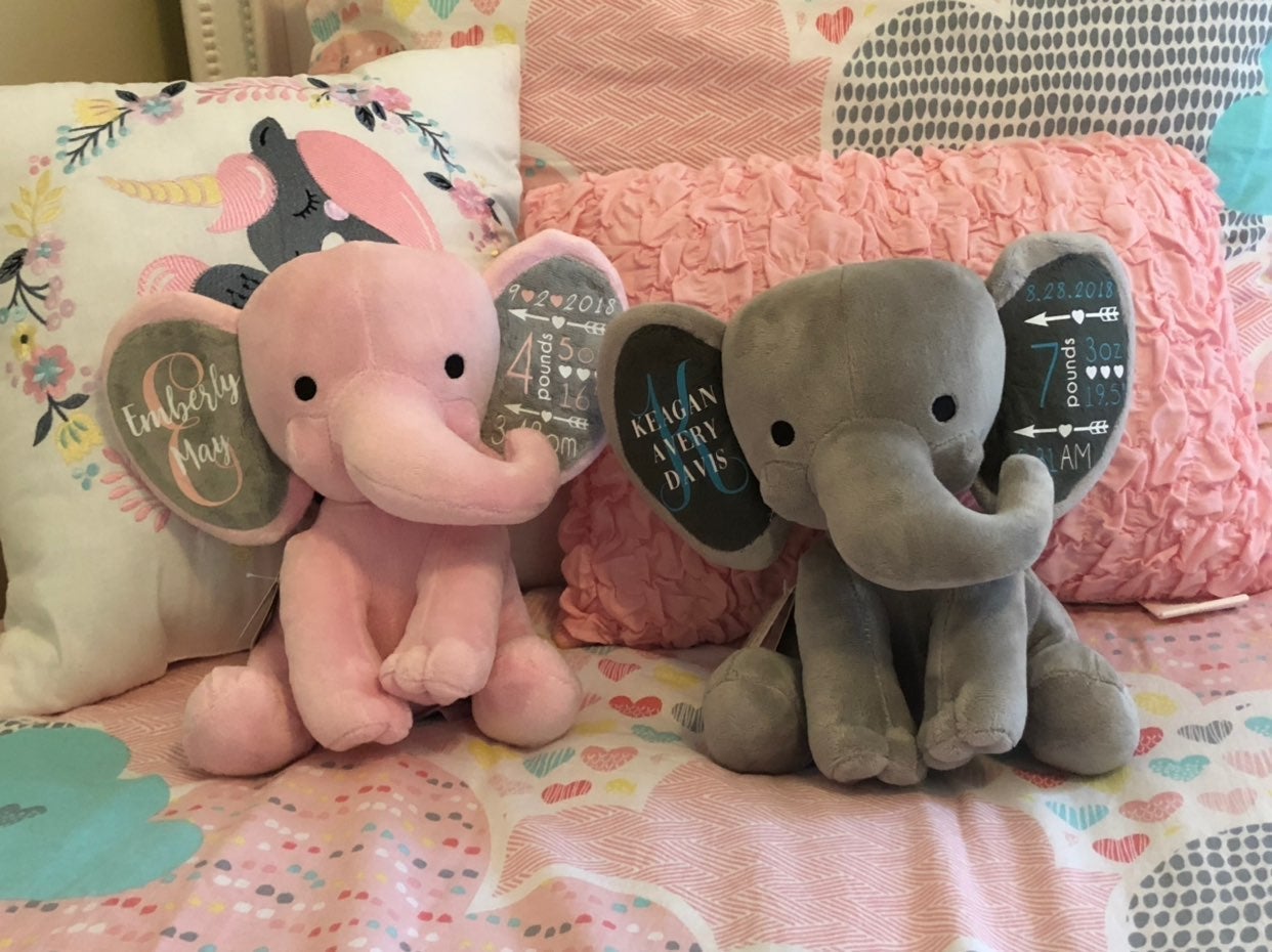 Birth Announcement Plush Elephant