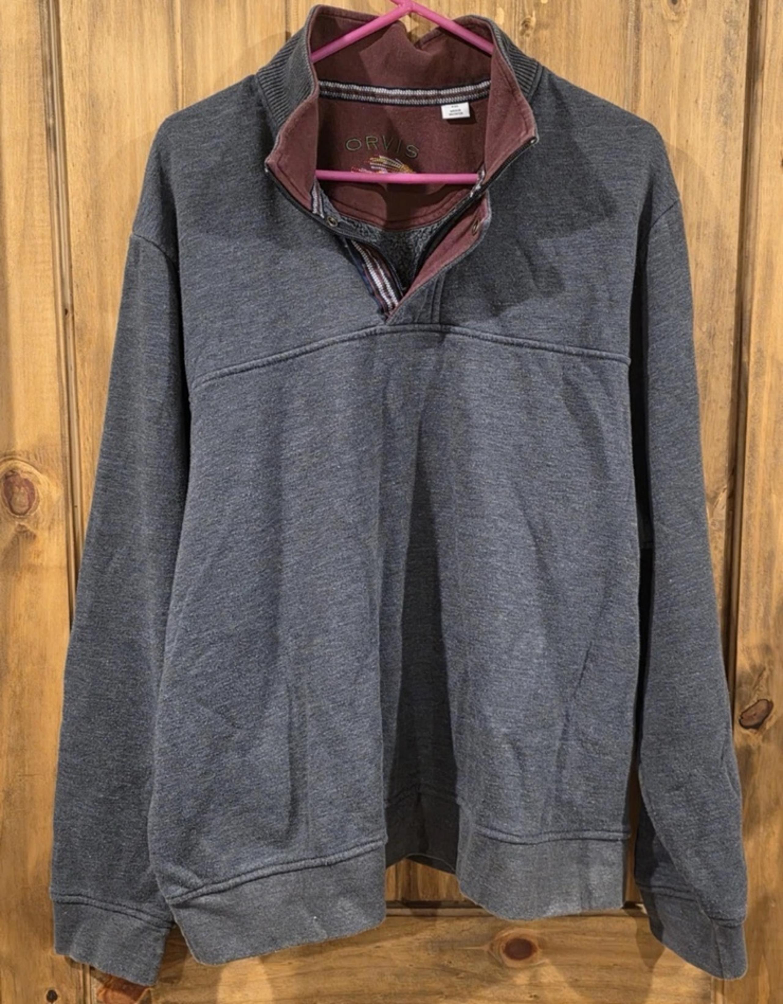 Men's XXL 1/4 Zip Long Sleeve Pullover Dark Grey Sweatshirt - Orvis