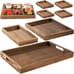 Rustic Wooden Serving Trays with Handle - Set of 7 Rectangular Platters