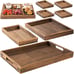 Rustic Wooden Serving Trays with Handle - Set of 7 Rectangular Platters
