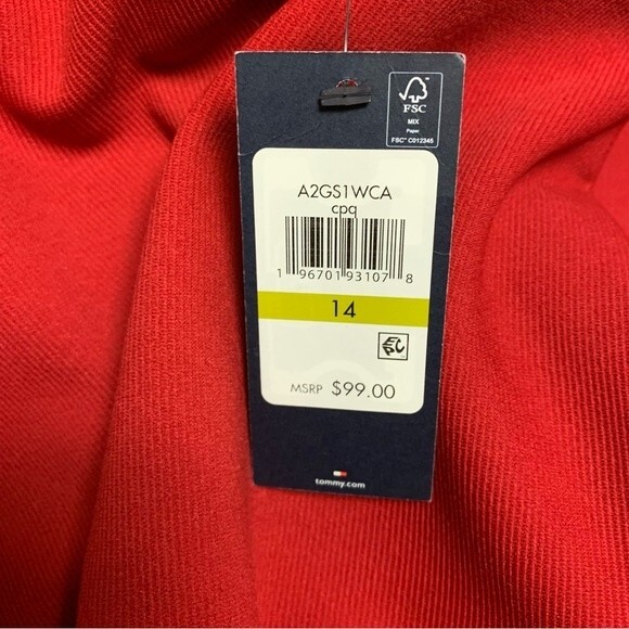 NWT TOMMY HILFIGER Twill Pocket Shift Dress Chili Pepper Women’s 14 Work Offic