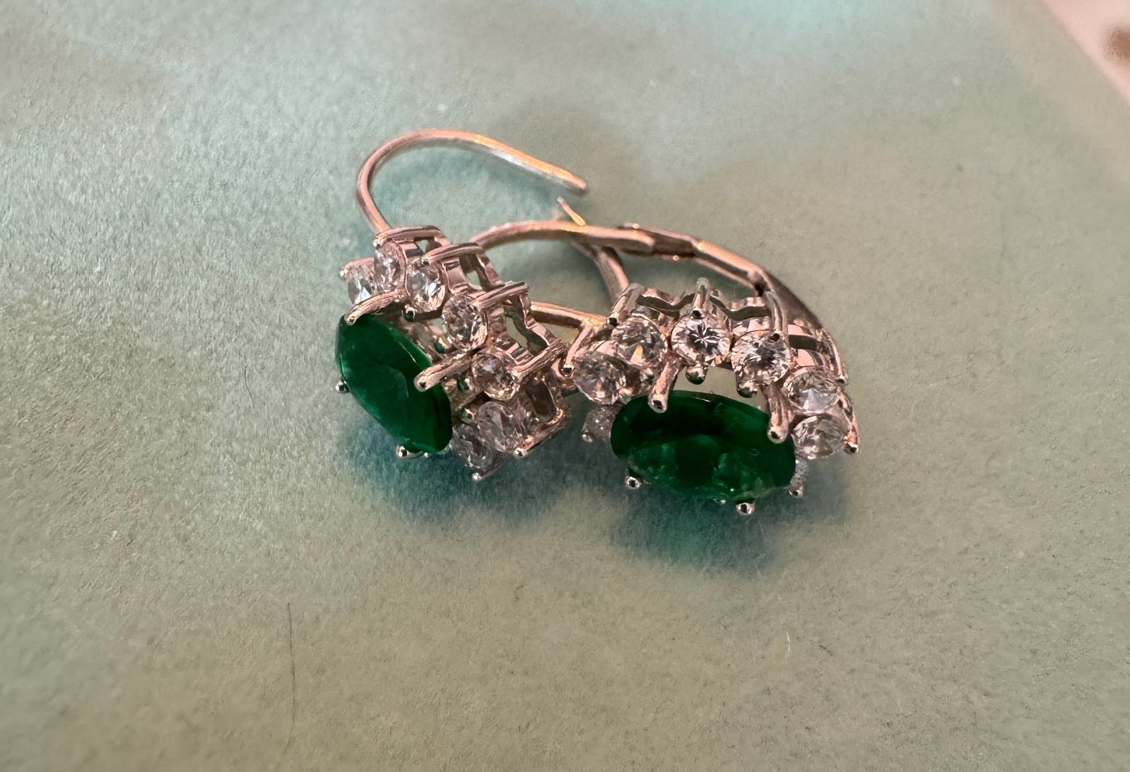 Emerald and diamond earrings small