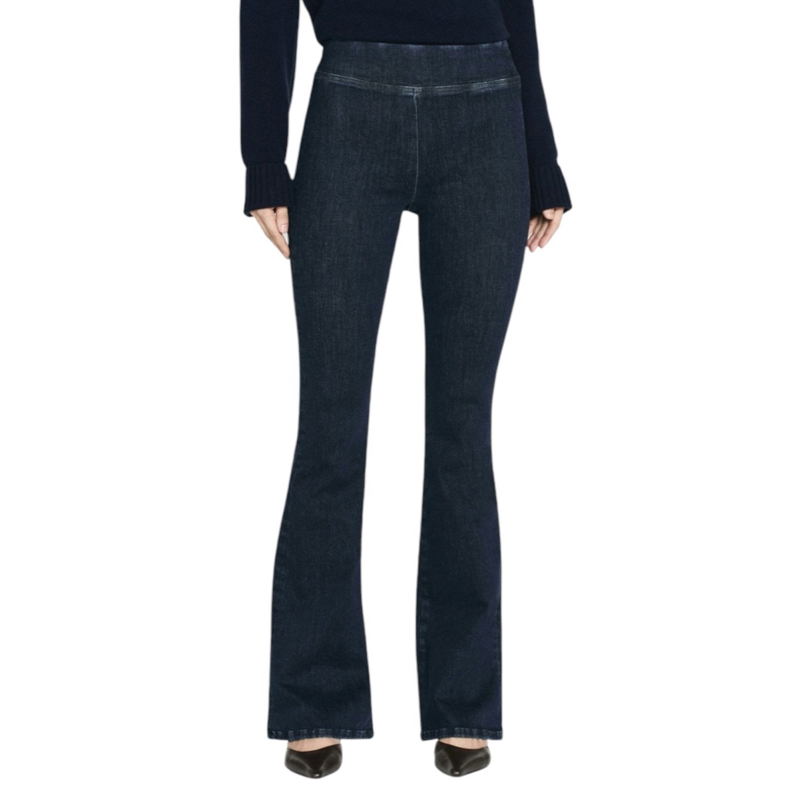 FRAME The Jet Set Pull On Dark Blue Denim Flare Pants Jeans Size 1 (27)