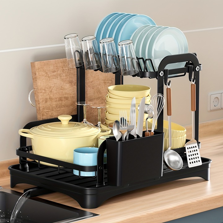 1pc Dish Drying Rack For Kitchen Counter Over The Sink, Larger 2-Tier Dish