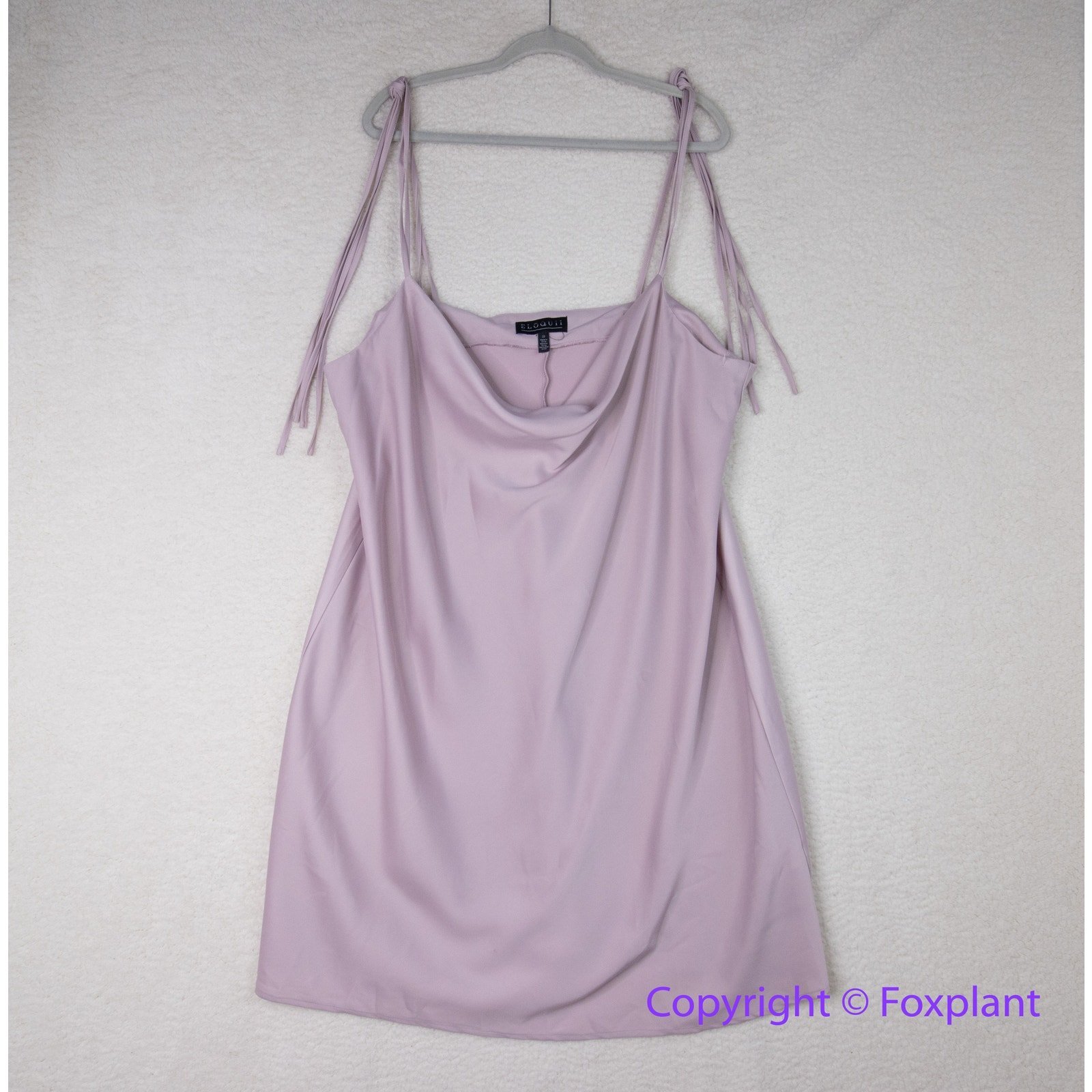 New! Eloquii Satin Mini Cowl Neck Slip Dress light purple, size 20