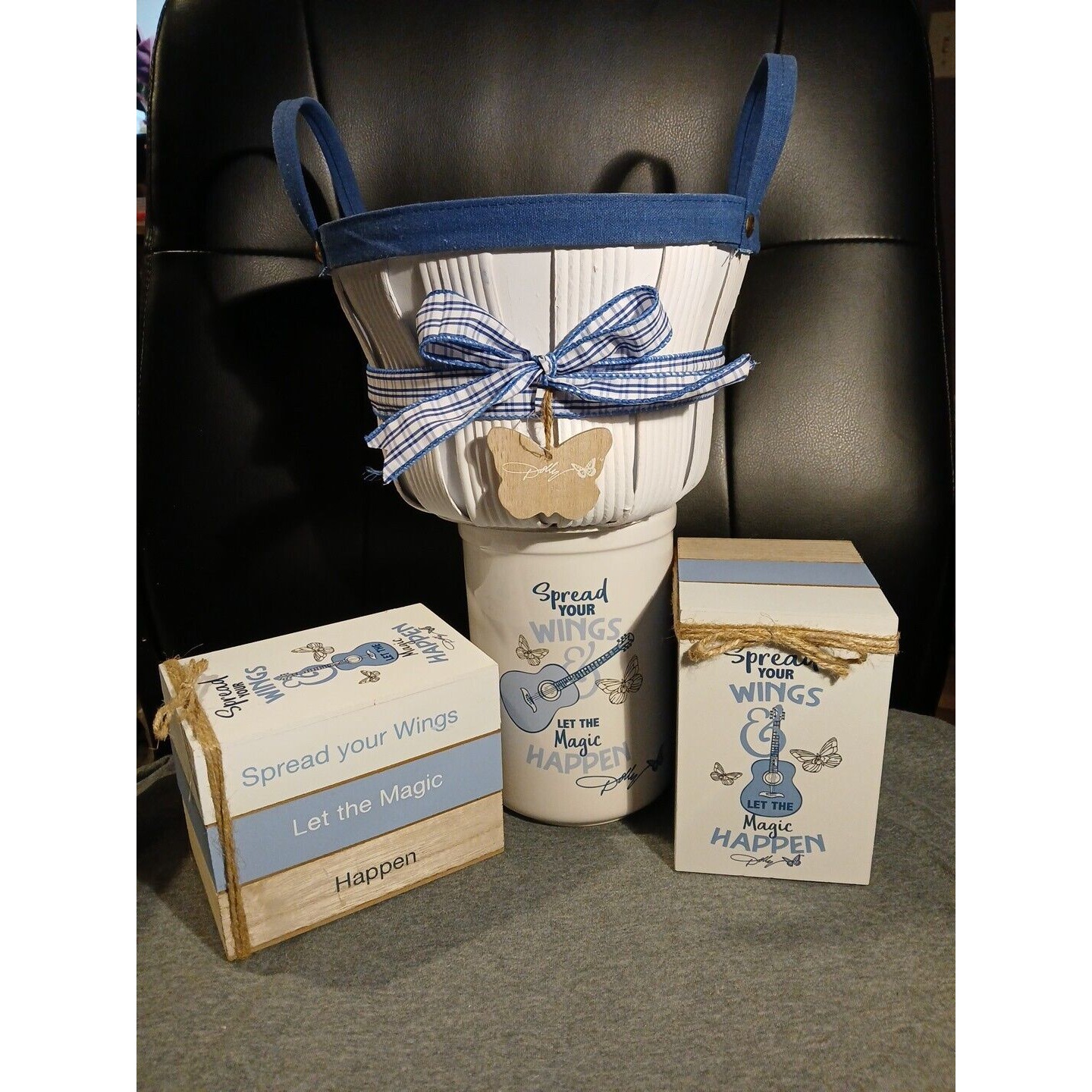 Dolly Parton Lot Of 4, 1 Basket, 1 Utensil Holder And 2 Decorative Boxes NWT!