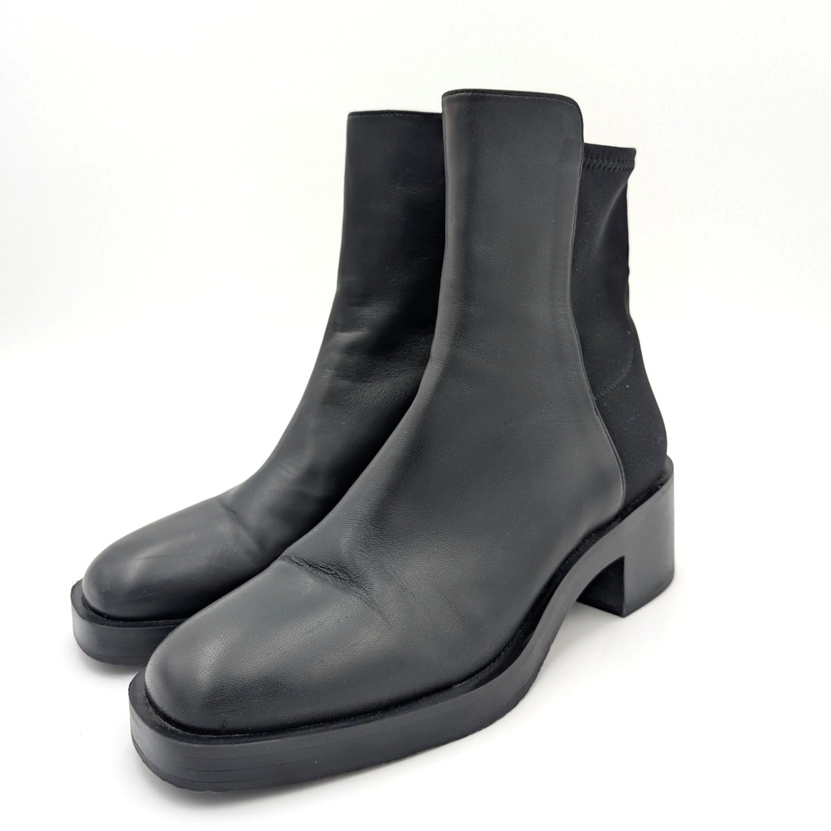 Stuart Weitzman Kaia Stretch Leather Ankle Booties Women's Size US7B EU37.5