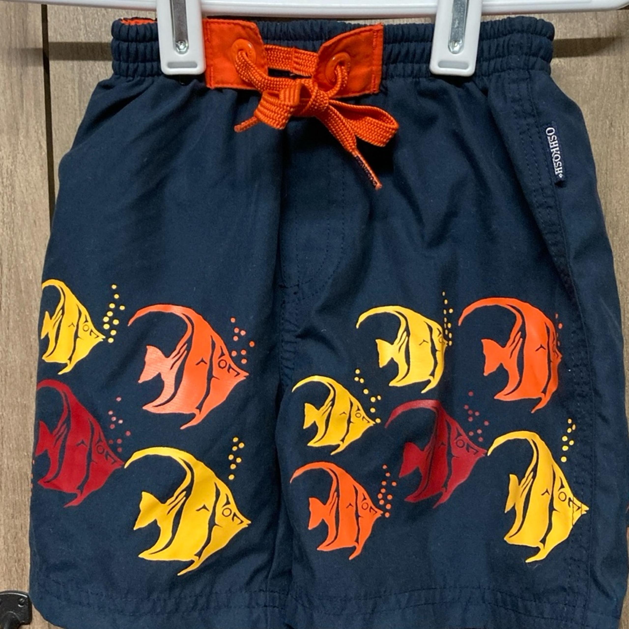 Navy Blue OshKosh Swim Shorts with Yellow and Orange Fish 25-885