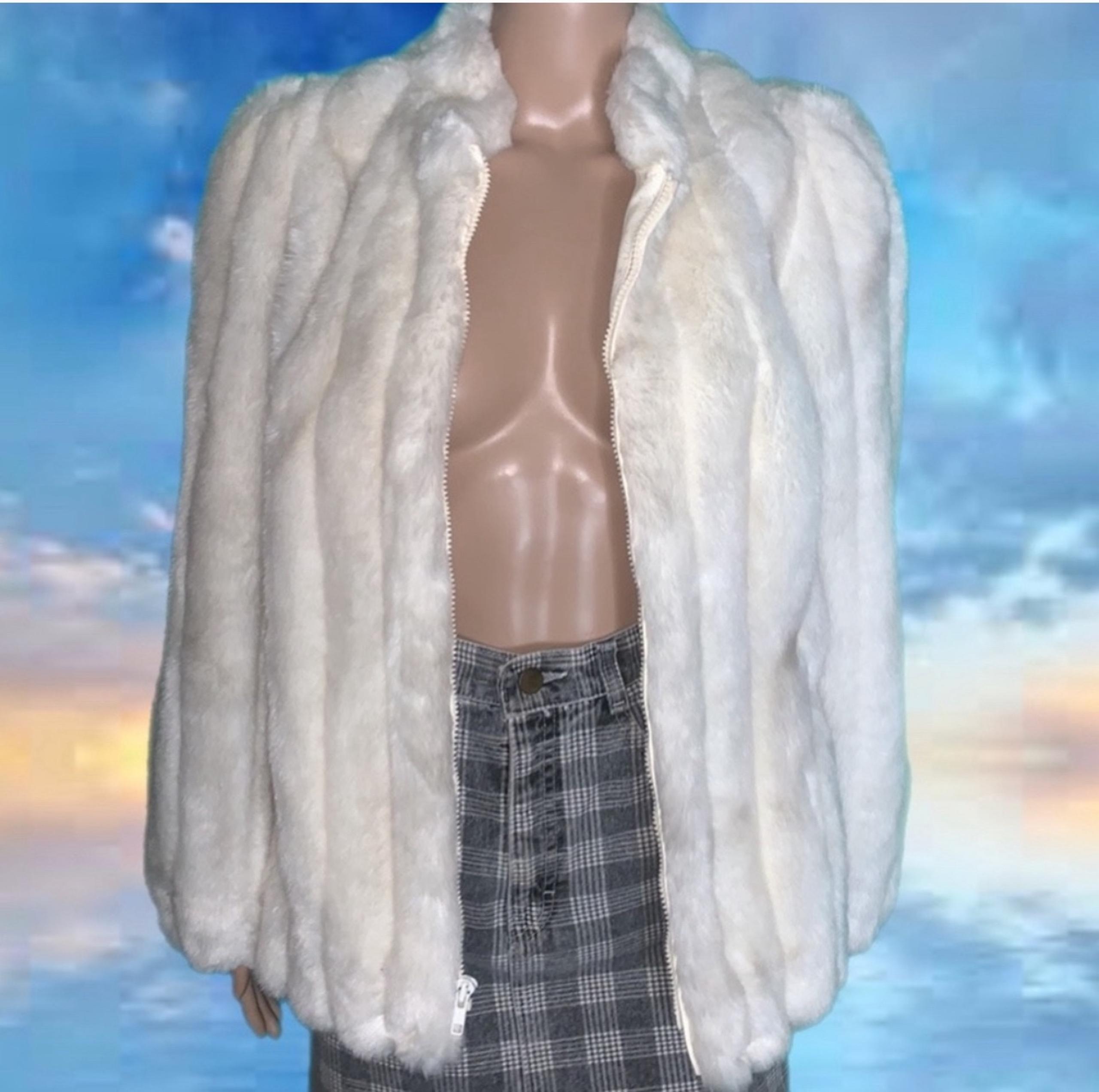RARE American vintage USA made vtg JORDACHE faux fur coat jacket