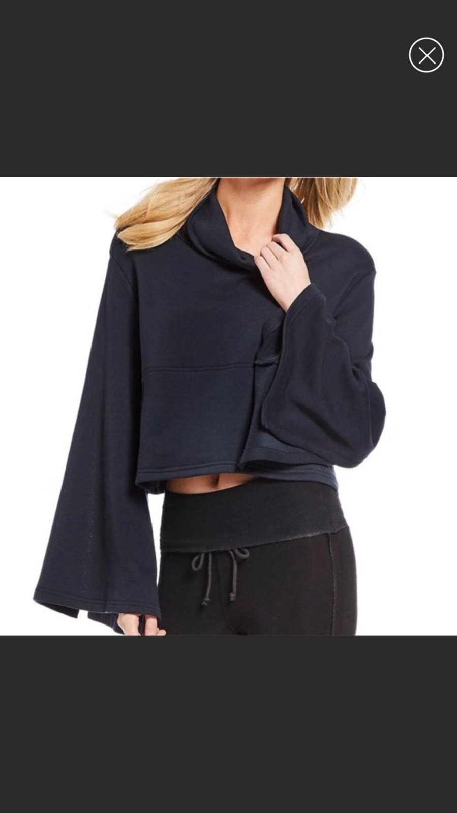 Free People Salvation Split Bell Sleeve Cowl Neck Pullover Cropped Sweatshirt