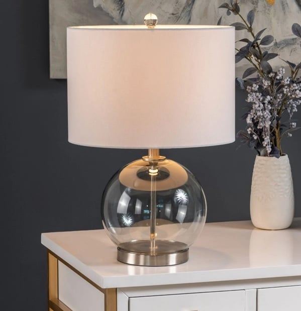 Crestview Collection Glass Table Lamp with Canvas Shade