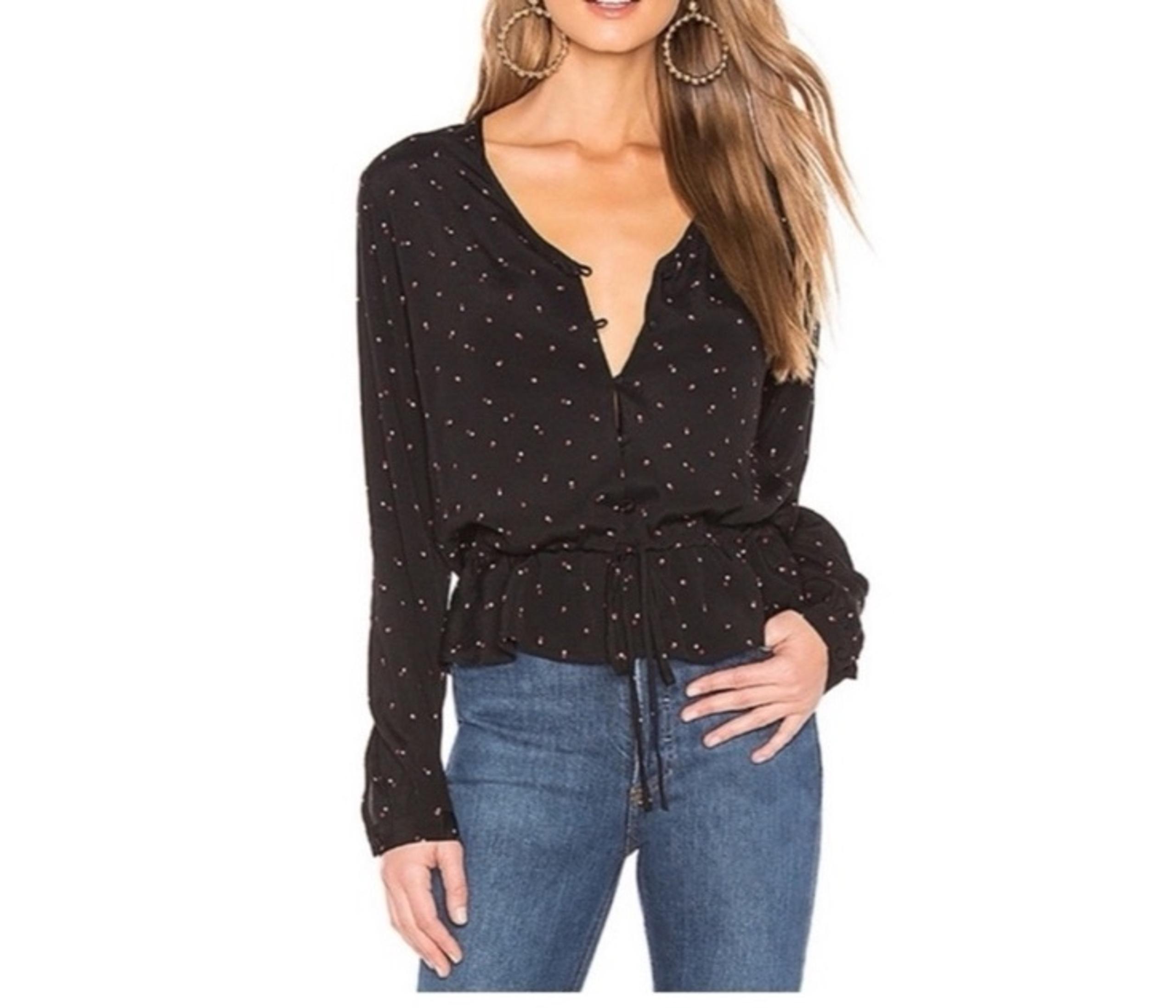 Rails Black Off Set Dots Blouse