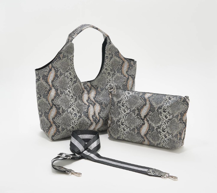 Grey Python - AHDORNED 2-in-1 Hobo with Pouch