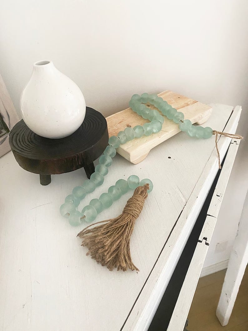 Unique Sea Glass Gift, Coastal Living Room Decor，Beach Glass Art