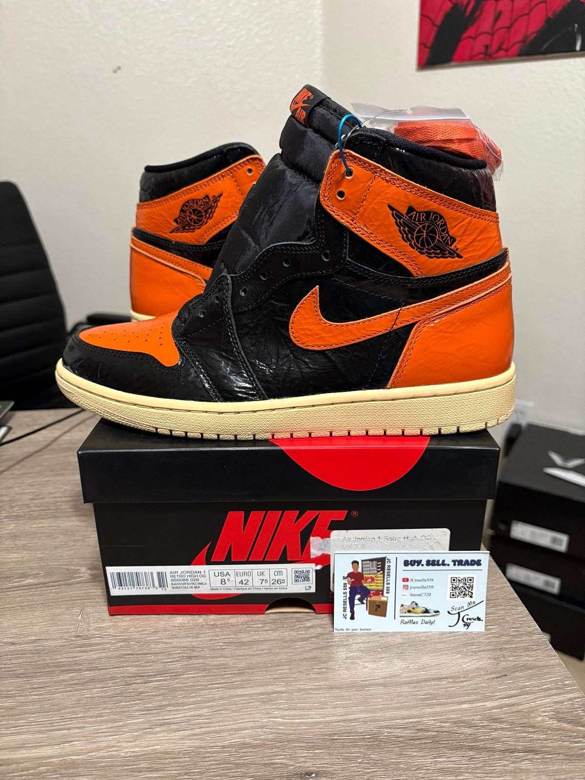 Size 8.5 - Air Jordan 1 Retro OG High Shattered Backboard 3.0 Orange Black