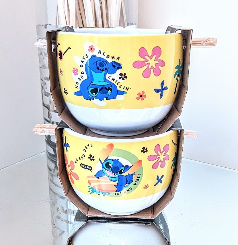 2 Disney Lilo and Stitch Ramen Bowls + Chopsticks